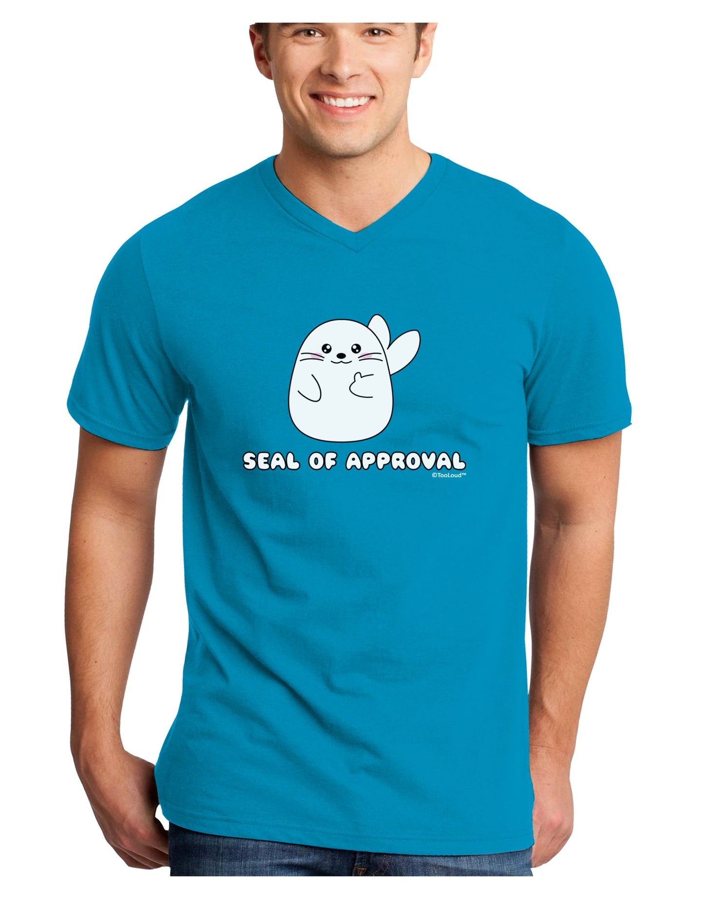 Seal of Approval Adult Dark V-Neck T-Shirt by TooLoud-Mens V-Neck T-Shirt-TooLoud-Turquoise-Small-Davson Sales