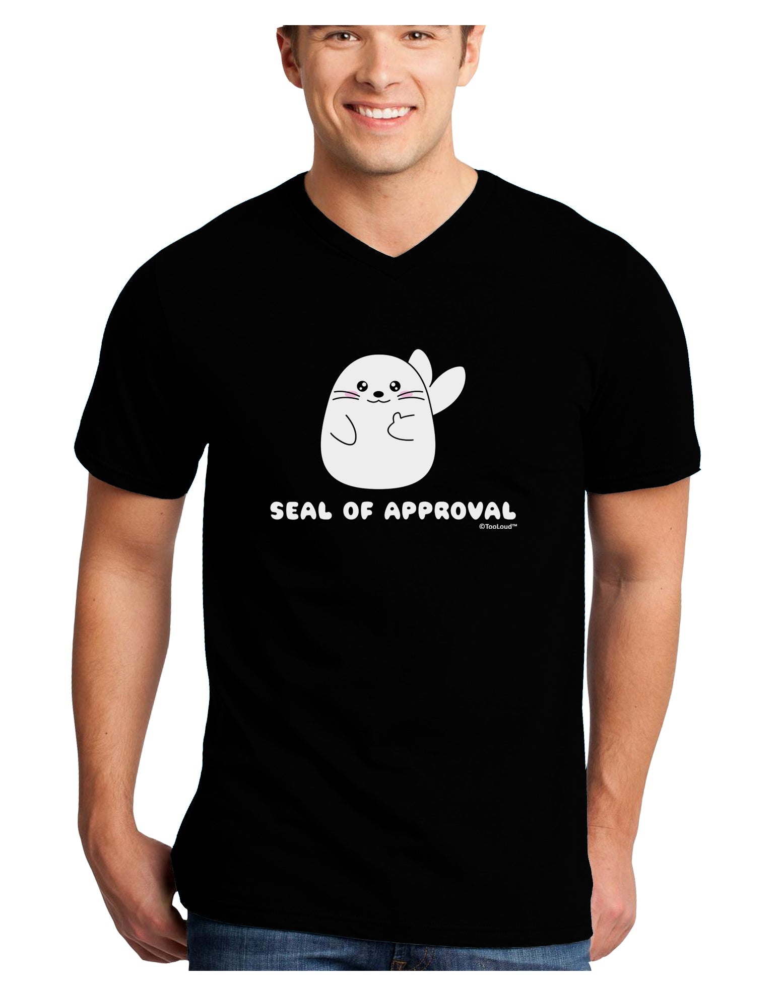 Seal of Approval Adult Dark V-Neck T-Shirt by TooLoud-Mens V-Neck T-Shirt-TooLoud-Black-Small-Davson Sales