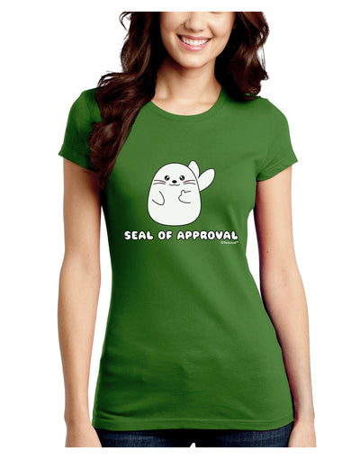 Seal of Approval Juniors Crew Dark T-Shirt by TooLoud-T-Shirts Juniors Tops-TooLoud-Kiwi-Green-Juniors Fitted X-Small-Davson Sales