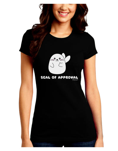 Seal of Approval Juniors Crew Dark T-Shirt by TooLoud-T-Shirts Juniors Tops-TooLoud-Black-Juniors Fitted Small-Davson Sales