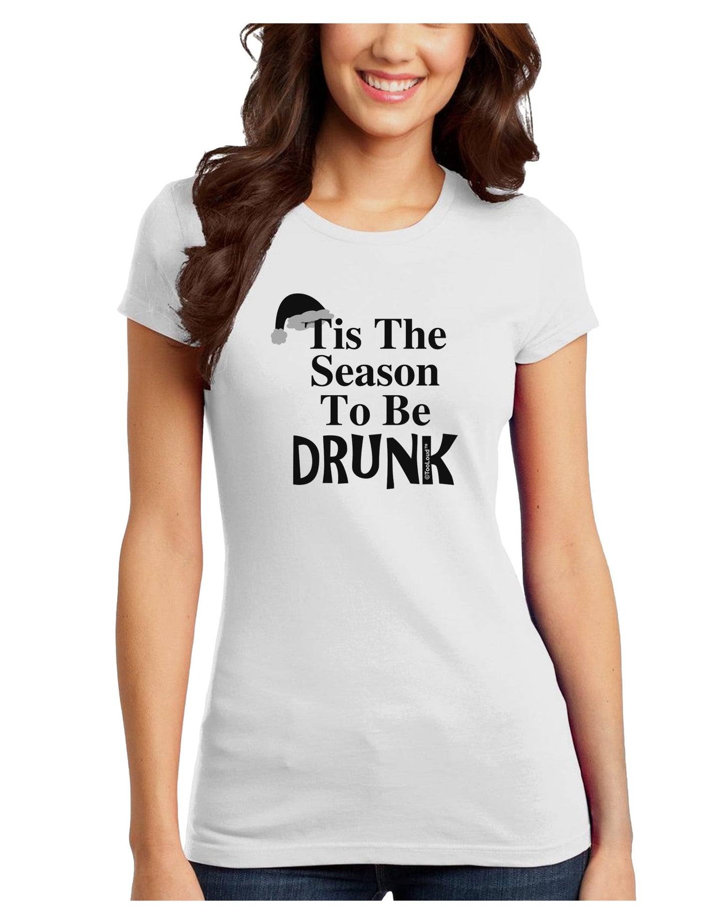 Season To Be Drunk BnW Juniors T-Shirt-Womens Juniors T-Shirt-TooLoud-White-Juniors Fitted X-Small-Davson Sales