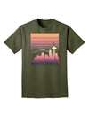 Seattle Skyline Sunrise Adult Dark T-Shirt-Mens T-Shirt-TooLoud-Military-Green-Small-Davson Sales