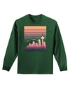 Seattle Skyline Sunrise Adult Long Sleeve Dark T-Shirt-TooLoud-Dark-Green-Small-Davson Sales