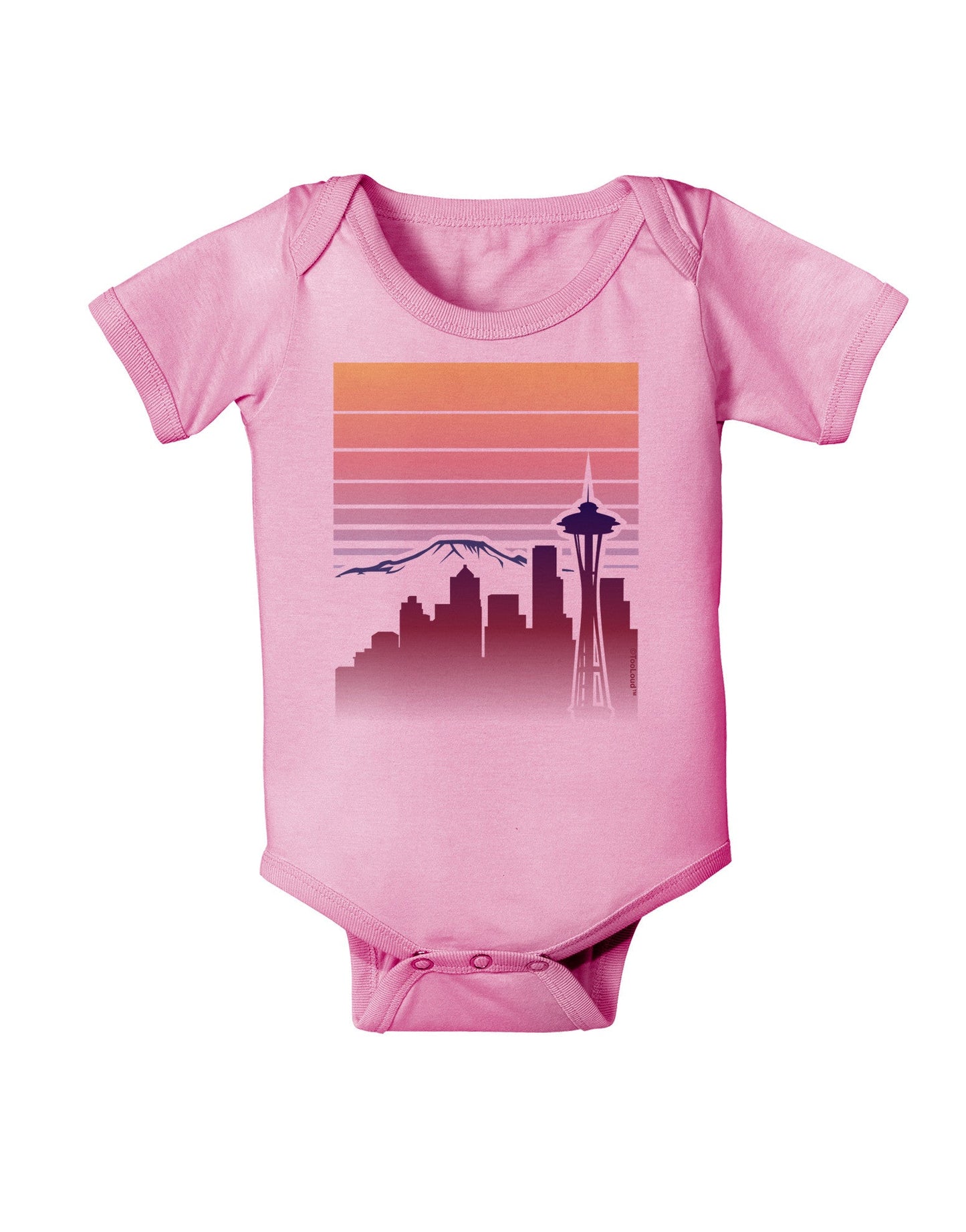 Seattle Skyline Sunrise Baby Romper Bodysuit-Baby Romper-TooLoud-Pink-06-Months-Davson Sales