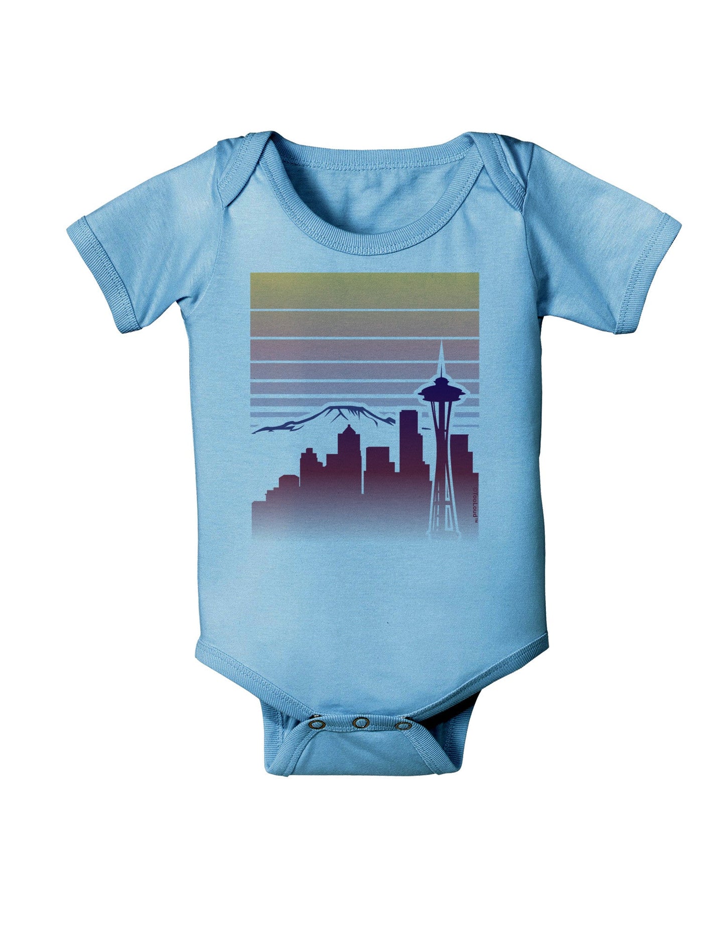 Seattle Skyline Sunrise Baby Romper Bodysuit-Baby Romper-TooLoud-LightBlue-06-Months-Davson Sales