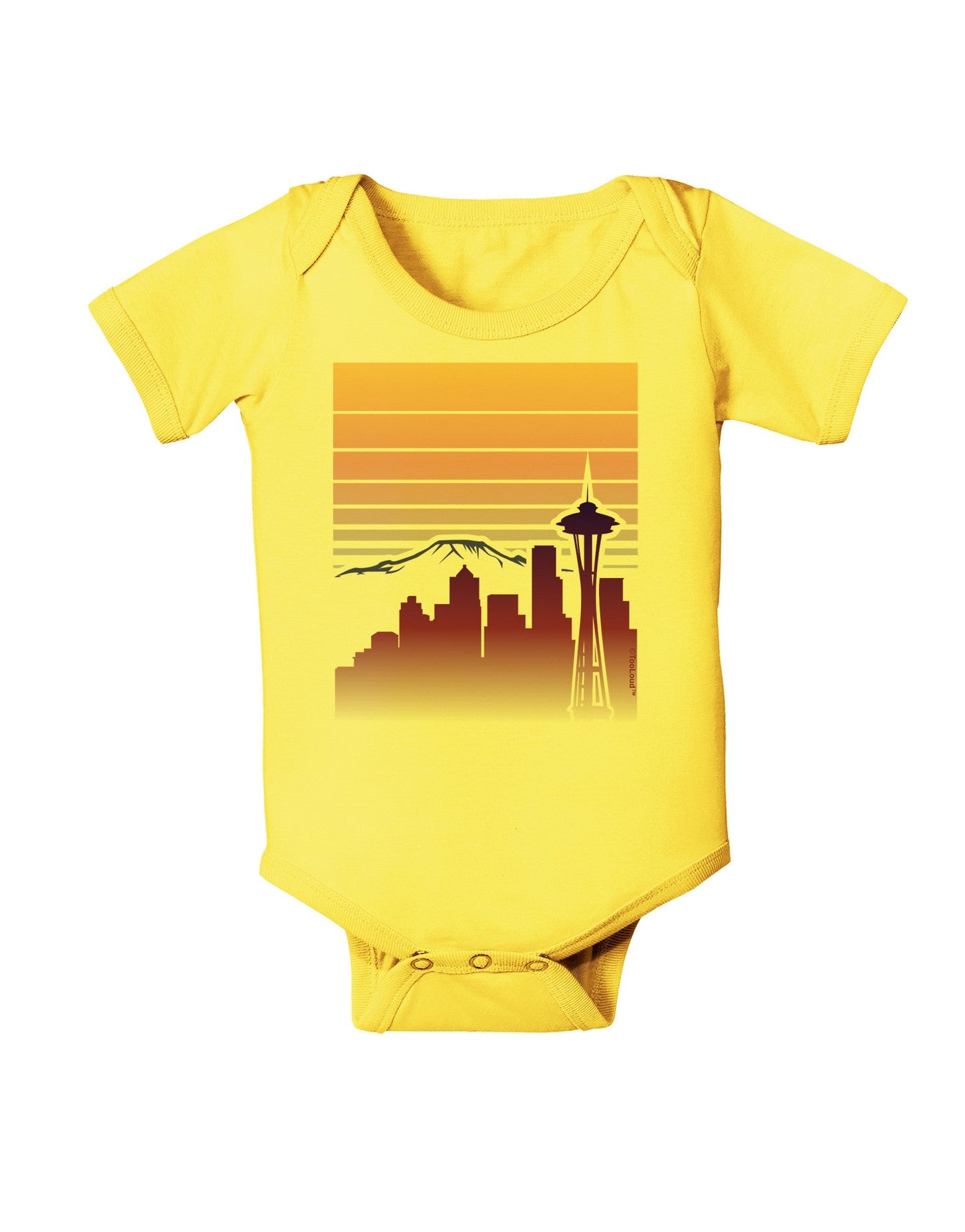 Seattle Skyline Sunrise Baby Romper Bodysuit-Baby Romper-TooLoud-Yellow-06-Months-Davson Sales