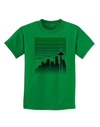 Seattle Skyline Sunrise Childrens T-Shirt-Childrens T-Shirt-TooLoud-Kelly-Green-X-Small-Davson Sales