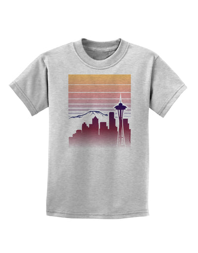 Seattle Skyline Sunrise Childrens T-Shirt-Childrens T-Shirt-TooLoud-AshGray-X-Small-Davson Sales