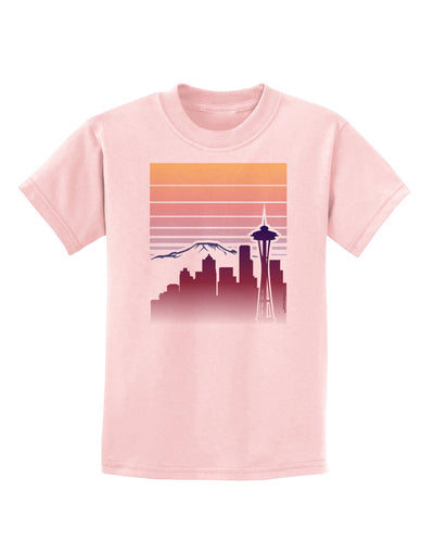 Seattle Skyline Sunrise Childrens T-Shirt-Childrens T-Shirt-TooLoud-PalePink-X-Small-Davson Sales