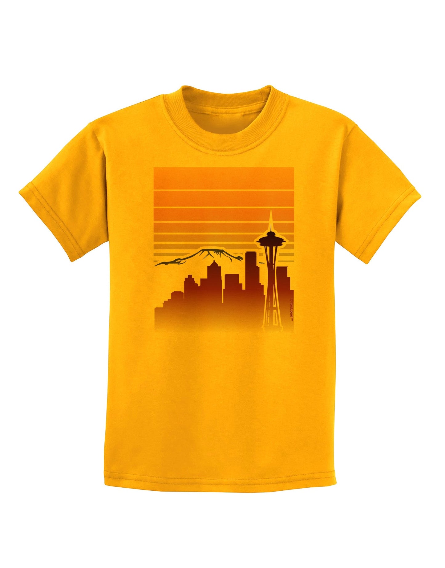 Seattle Skyline Sunrise Childrens T-Shirt-Childrens T-Shirt-TooLoud-Gold-X-Small-Davson Sales
