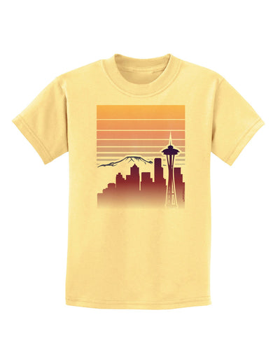 Seattle Skyline Sunrise Childrens T-Shirt-Childrens T-Shirt-TooLoud-Daffodil-Yellow-X-Small-Davson Sales