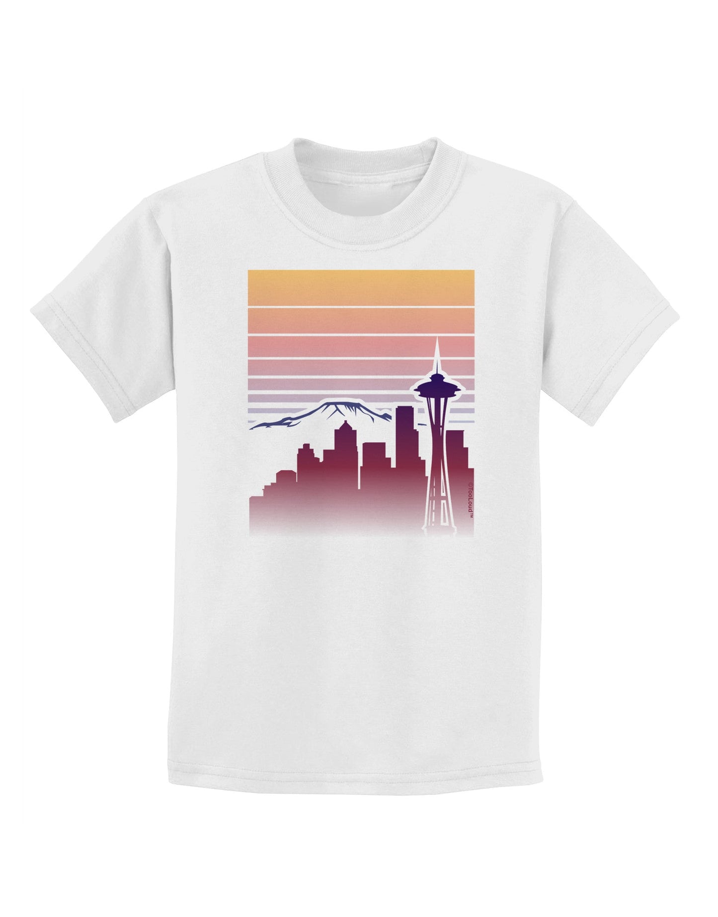 Seattle Skyline Sunrise Childrens T-Shirt-Childrens T-Shirt-TooLoud-White-X-Small-Davson Sales