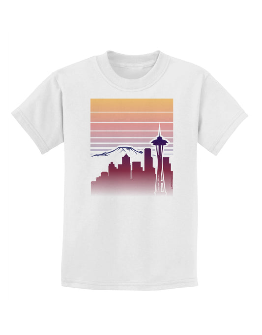 Seattle Skyline Sunrise Childrens T-Shirt-Childrens T-Shirt-TooLoud-White-X-Small-Davson Sales