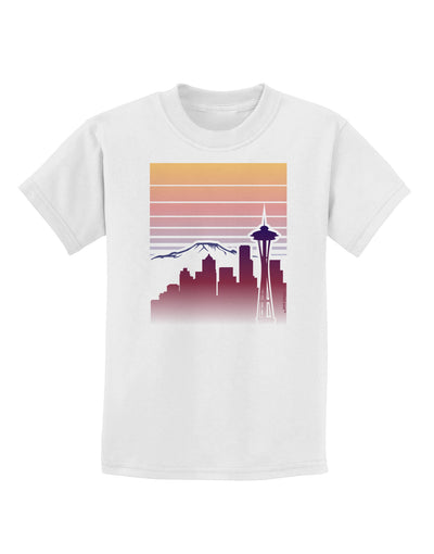 Seattle Skyline Sunrise Childrens T-Shirt-Childrens T-Shirt-TooLoud-White-X-Small-Davson Sales