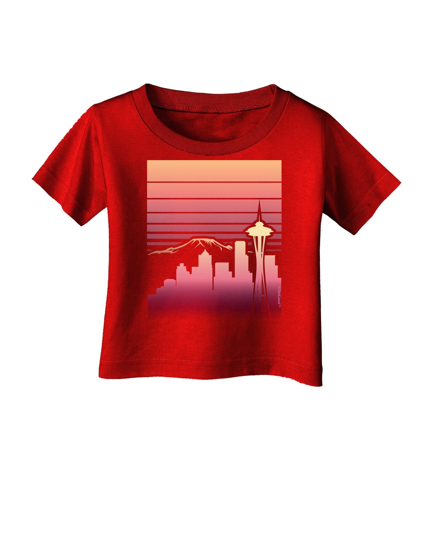 Seattle Skyline Sunrise Infant T-Shirt Dark-Infant T-Shirt-TooLoud-Red-06-Months-Davson Sales