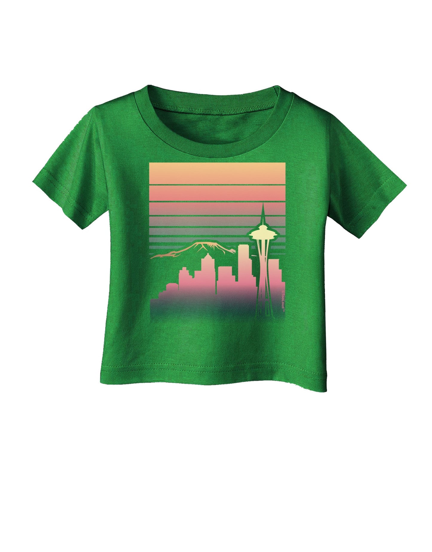 Seattle Skyline Sunrise Infant T-Shirt Dark-Infant T-Shirt-TooLoud-Clover-Green-06-Months-Davson Sales