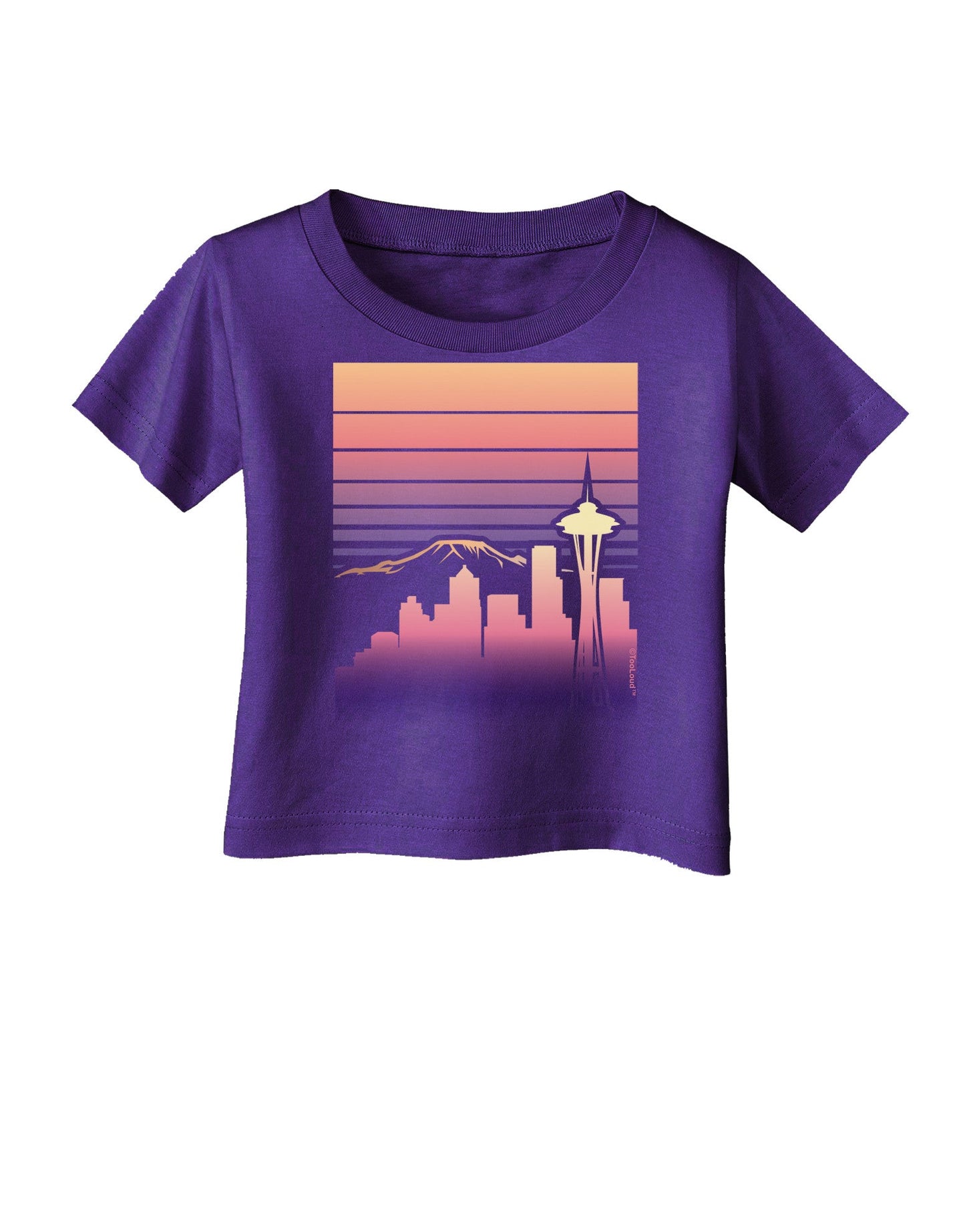 Seattle Skyline Sunrise Infant T-Shirt Dark-Infant T-Shirt-TooLoud-Purple-06-Months-Davson Sales