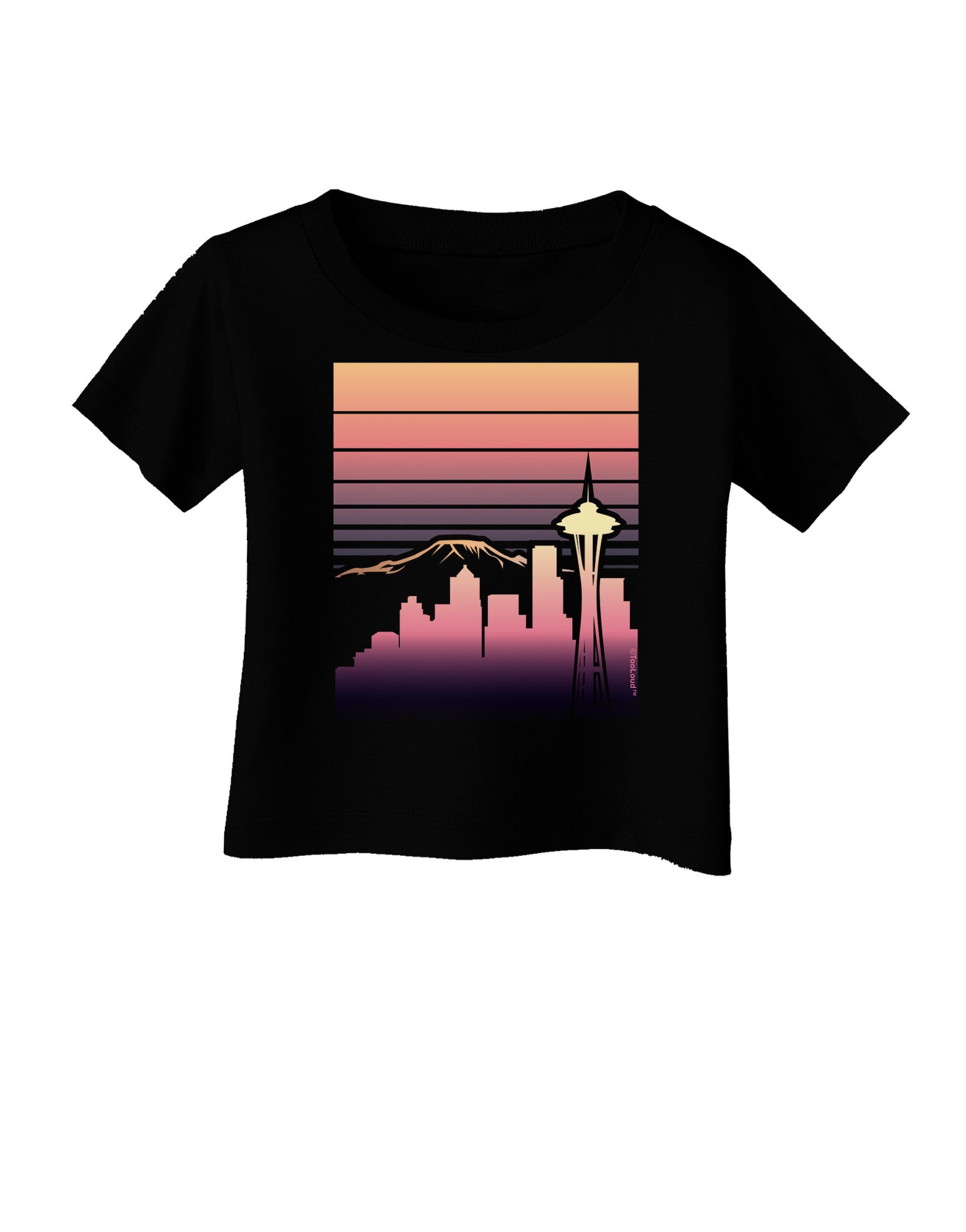 Seattle Skyline Sunrise Infant T-Shirt Dark-Infant T-Shirt-TooLoud-Black-06-Months-Davson Sales