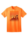 Seattle Skyline Sunrise - Premium Adult T-Shirt for Urban Fashion Enthusiasts-Mens T-shirts-TooLoud-Neon-Orange-Small-Davson Sales