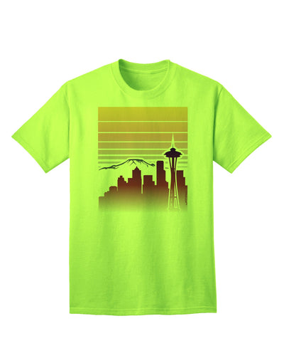 Seattle Skyline Sunrise - Premium Adult T-Shirt for Urban Fashion Enthusiasts-Mens T-shirts-TooLoud-Neon-Green-Small-Davson Sales