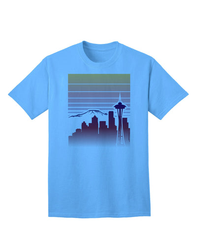 Seattle Skyline Sunrise - Premium Adult T-Shirt for Urban Fashion Enthusiasts-Mens T-shirts-TooLoud-Aquatic-Blue-Small-Davson Sales