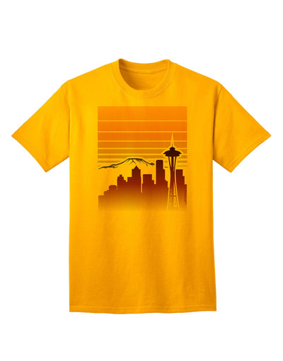 Seattle Skyline Sunrise - Premium Adult T-Shirt for Urban Fashion Enthusiasts-Mens T-shirts-TooLoud-Gold-Small-Davson Sales