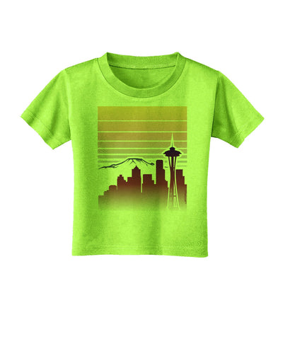 Seattle Skyline Sunrise Toddler T-Shirt-Toddler T-Shirt-TooLoud-Lime-Green-2T-Davson Sales