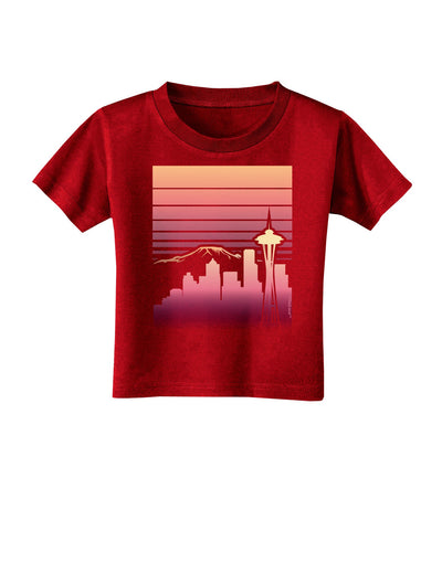 Seattle Skyline Sunrise Toddler T-Shirt Dark-Toddler T-Shirt-TooLoud-Red-2T-Davson Sales