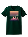 Seattle Skyline Sunrise Womens Dark T-Shirt-TooLoud-Forest-Green-Small-Davson Sales