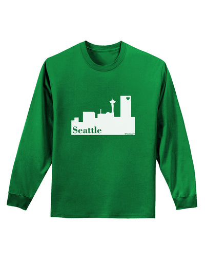 Seattle Skyline with Space Needle Adult Long Sleeve Dark T-Shirt by TooLoud-TooLoud-Kelly-Green-Small-Davson Sales