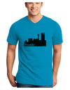 Seattle Skyline with Space Needle Adult V-Neck T-shirt by TooLoud-Mens V-Neck T-Shirt-TooLoud-Turquoise-Small-Davson Sales