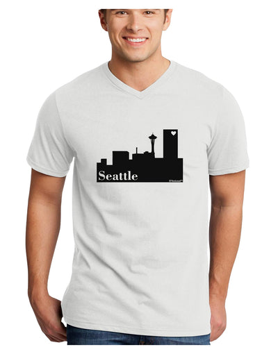 Seattle Skyline with Space Needle Adult V-Neck T-shirt by TooLoud-Mens V-Neck T-Shirt-TooLoud-White-Small-Davson Sales