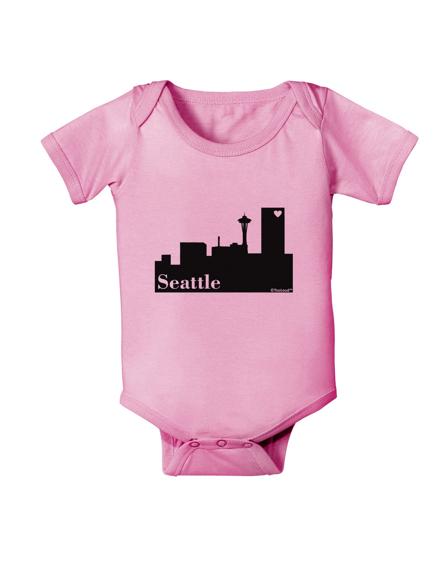 Seattle Skyline with Space Needle Baby Romper Bodysuit by TooLoud-Baby Romper-TooLoud-Light-Pink-06-Months-Davson Sales