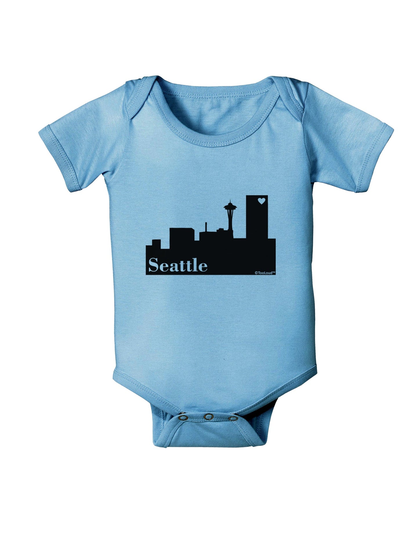Seattle Skyline with Space Needle Baby Romper Bodysuit by TooLoud-Baby Romper-TooLoud-Light-Blue-06-Months-Davson Sales