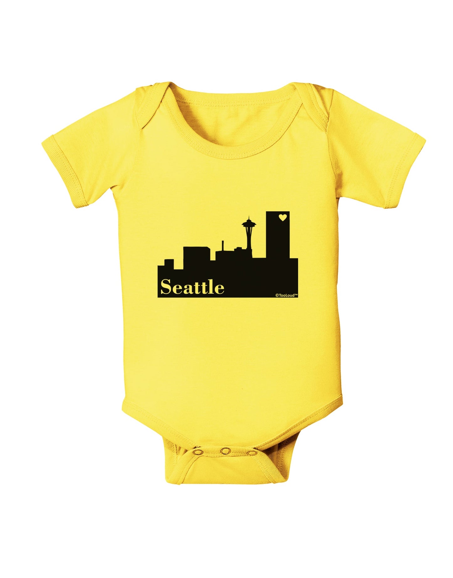 Seattle Skyline with Space Needle Baby Romper Bodysuit by TooLoud-Baby Romper-TooLoud-Yellow-06-Months-Davson Sales