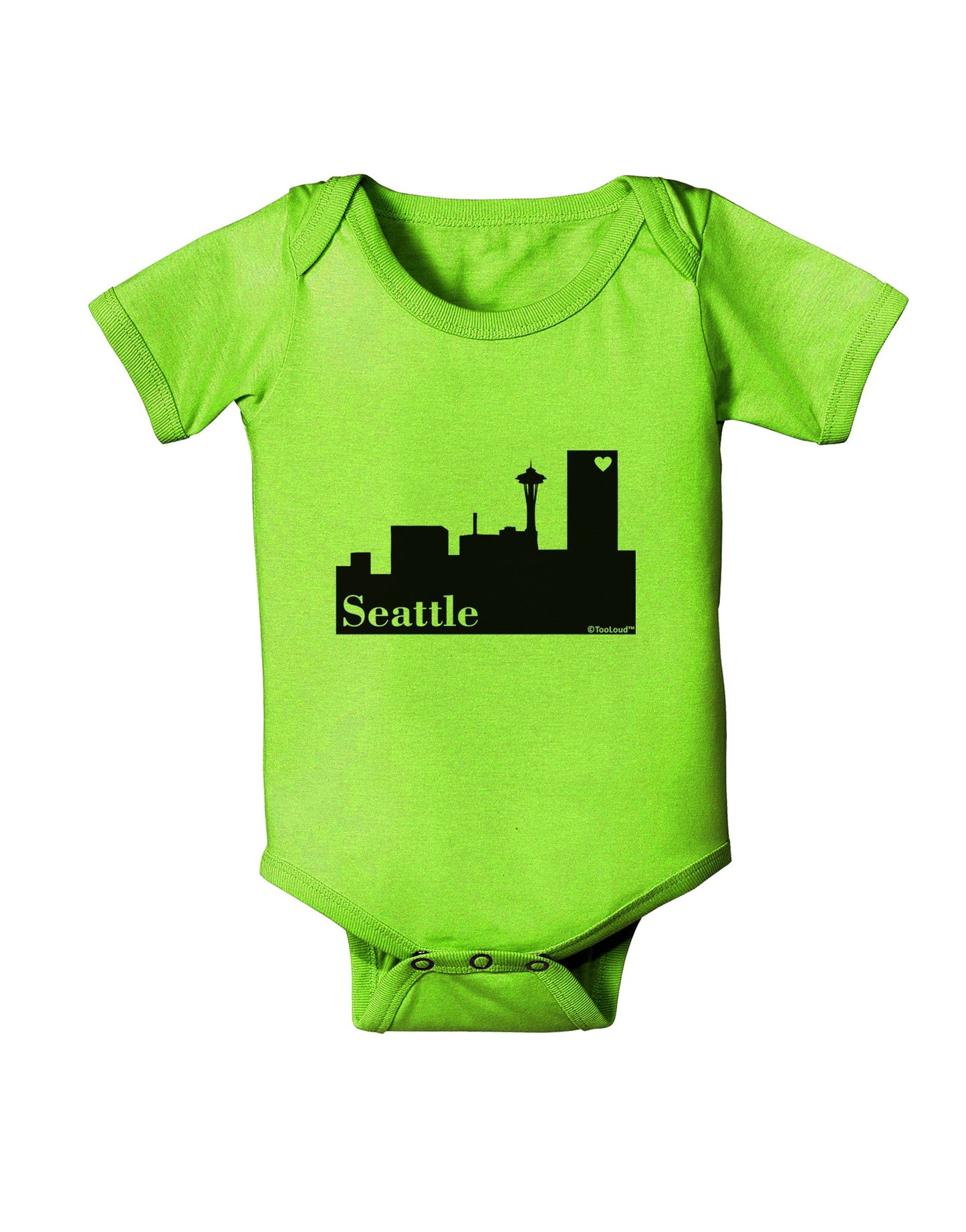 Seattle Skyline with Space Needle Baby Romper Bodysuit by TooLoud-Baby Romper-TooLoud-Lime-Green-06-Months-Davson Sales