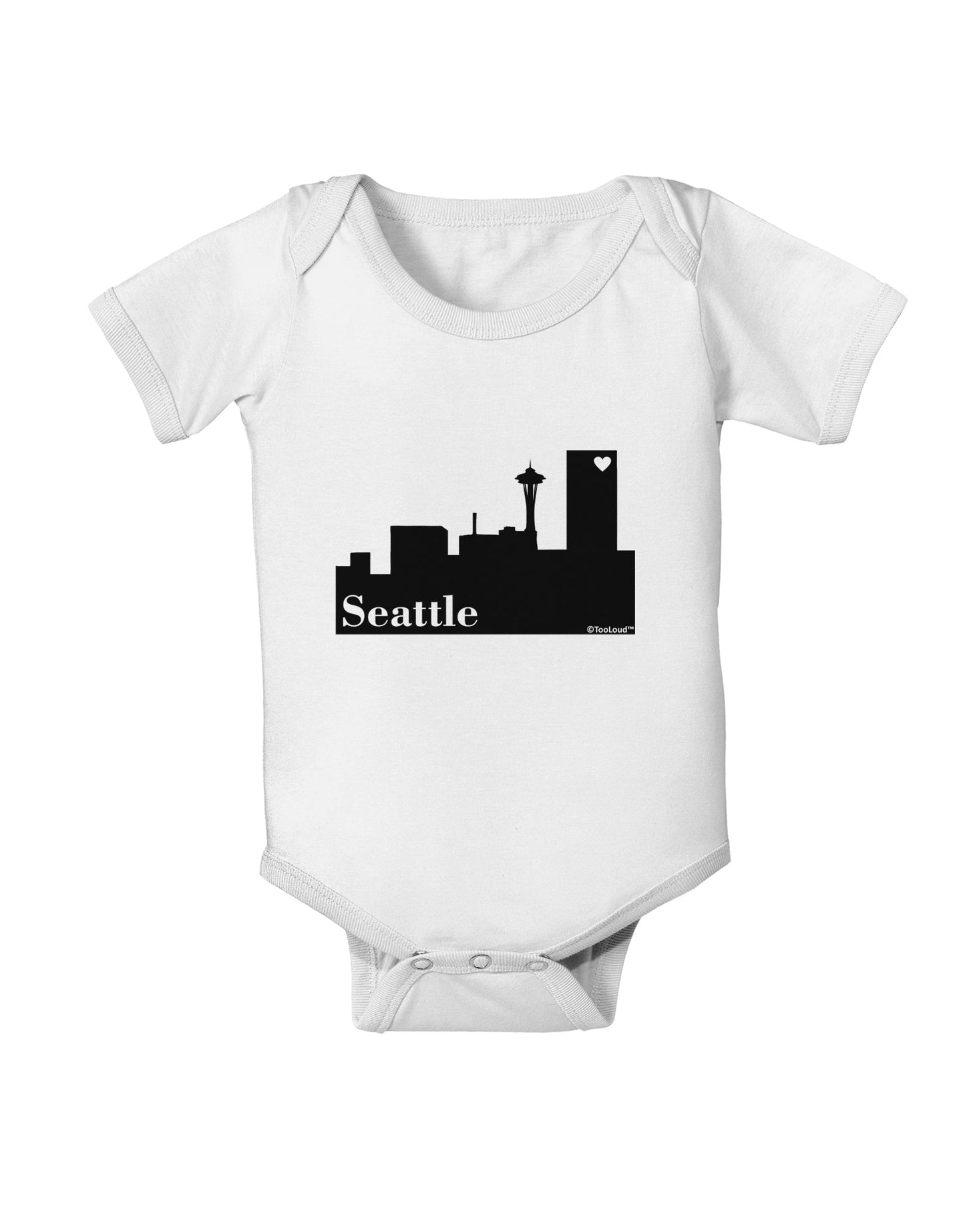 Seattle Skyline with Space Needle Baby Romper Bodysuit by TooLoud-Baby Romper-TooLoud-White-06-Months-Davson Sales
