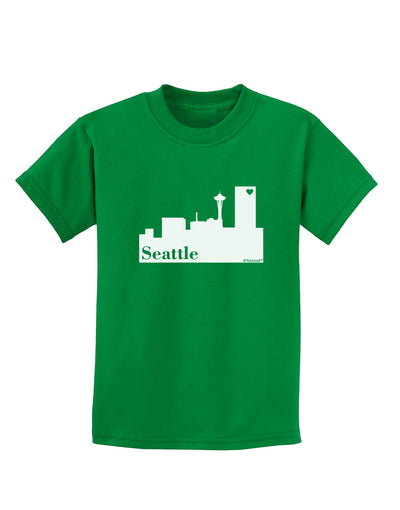 Seattle Skyline with Space Needle Childrens Dark T-Shirt by TooLoud-Childrens T-Shirt-TooLoud-Kelly-Green-X-Small-Davson Sales