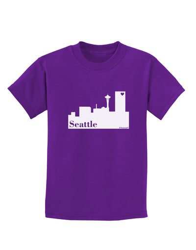 Seattle Skyline with Space Needle Childrens Dark T-Shirt by TooLoud-Childrens T-Shirt-TooLoud-Purple-X-Small-Davson Sales