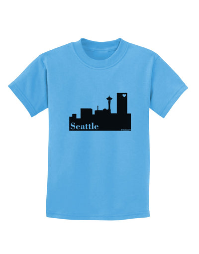 Seattle Skyline with Space Needle Childrens T-Shirt by TooLoud-Childrens T-Shirt-TooLoud-Aquatic-Blue-X-Small-Davson Sales