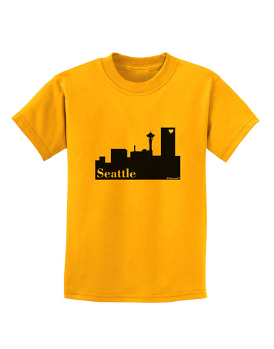 Seattle Skyline with Space Needle Childrens T-Shirt by TooLoud-Childrens T-Shirt-TooLoud-Gold-X-Small-Davson Sales