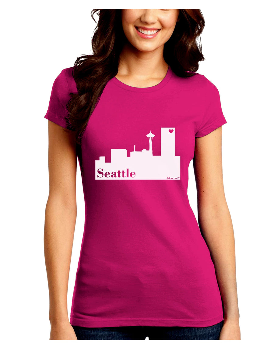 Seattle Skyline with Space Needle Juniors Crew Dark T-Shirt by TooLoud-T-Shirts Juniors Tops-TooLoud-Black-Juniors Fitted Small-Davson Sales