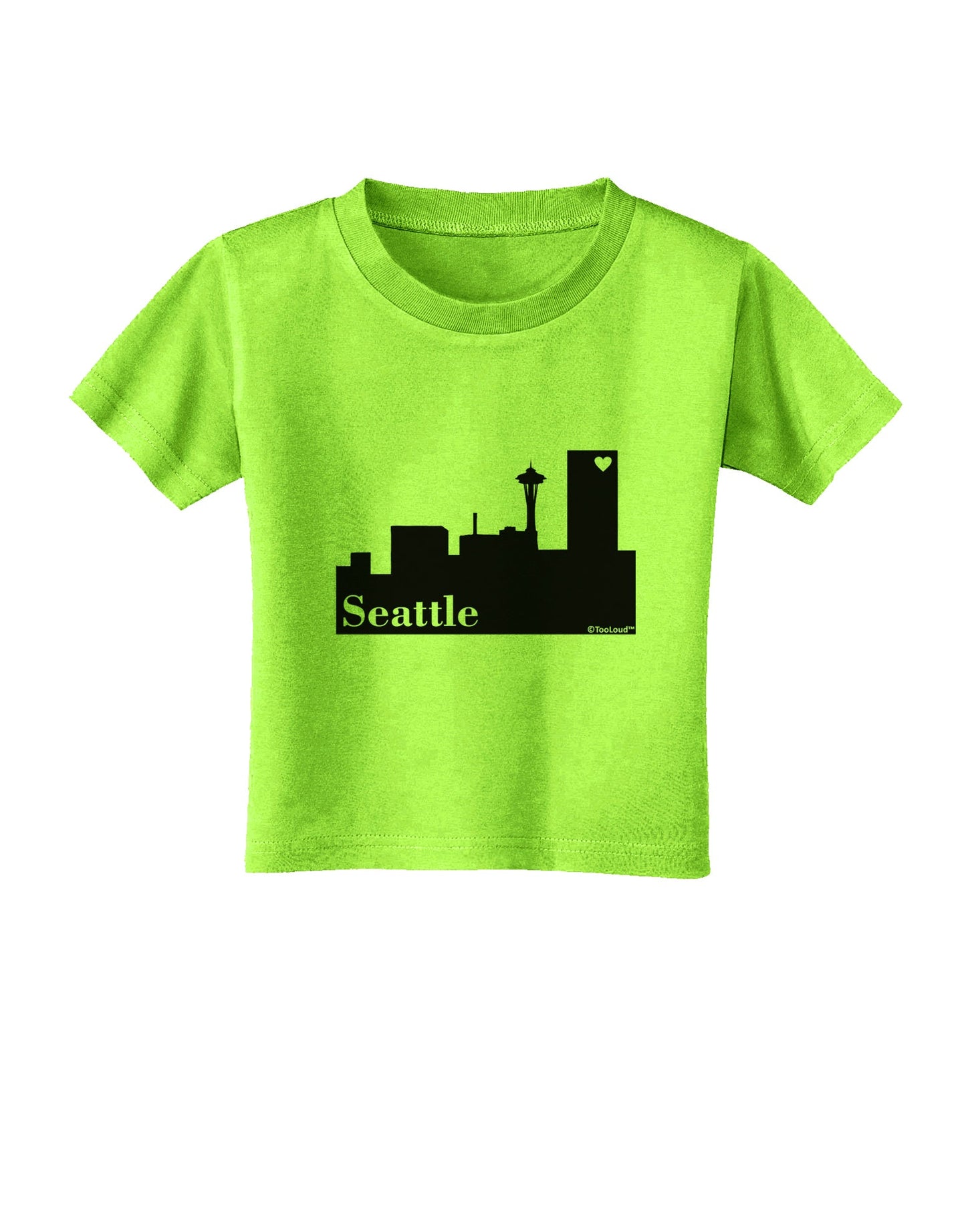 Seattle Skyline with Space Needle Toddler T-Shirt by TooLoud-Toddler T-Shirt-TooLoud-Lime-Green-2T-Davson Sales