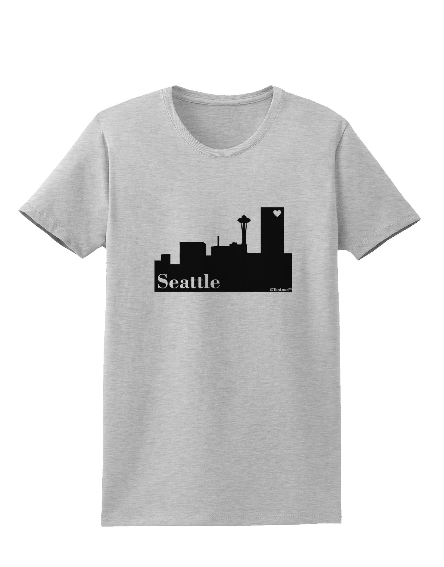Seattle Skyline with Space Needle Womens T-Shirt by TooLoud-Womens T-Shirt-TooLoud-AshGray-X-Small-Davson Sales