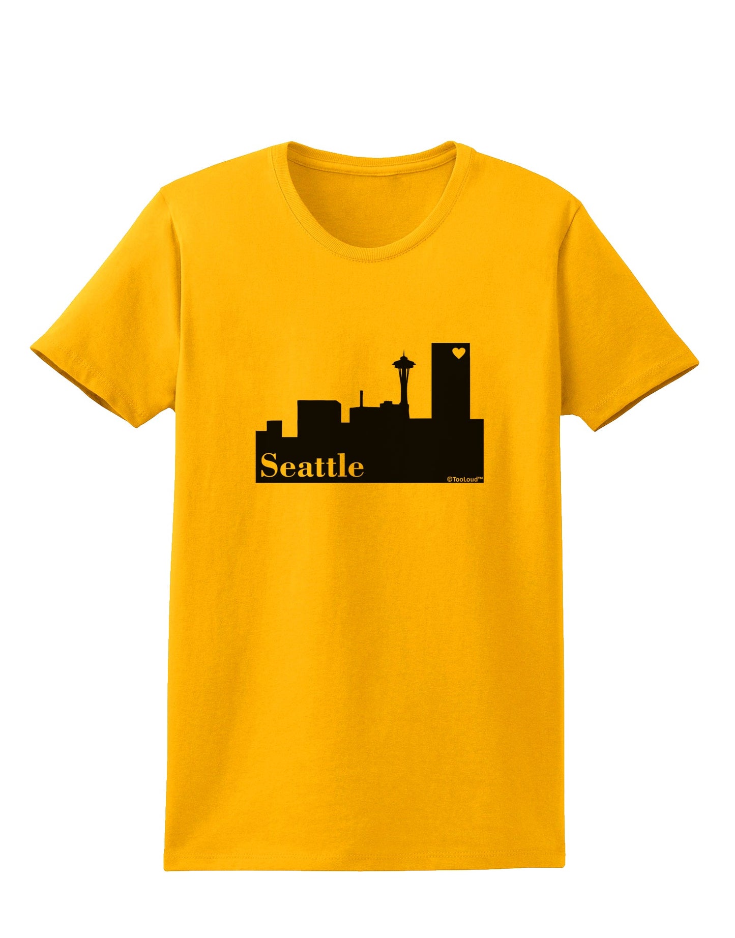 Seattle Skyline with Space Needle Womens T-Shirt by TooLoud-Womens T-Shirt-TooLoud-Gold-X-Small-Davson Sales