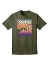 Seattle Washington Sunset Adult Dark T-Shirt-Mens T-Shirt-TooLoud-Military-Green-Small-Davson Sales