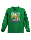 Seattle Washington Sunset Adult Long Sleeve Dark T-Shirt-TooLoud-Kelly-Green-Small-Davson Sales