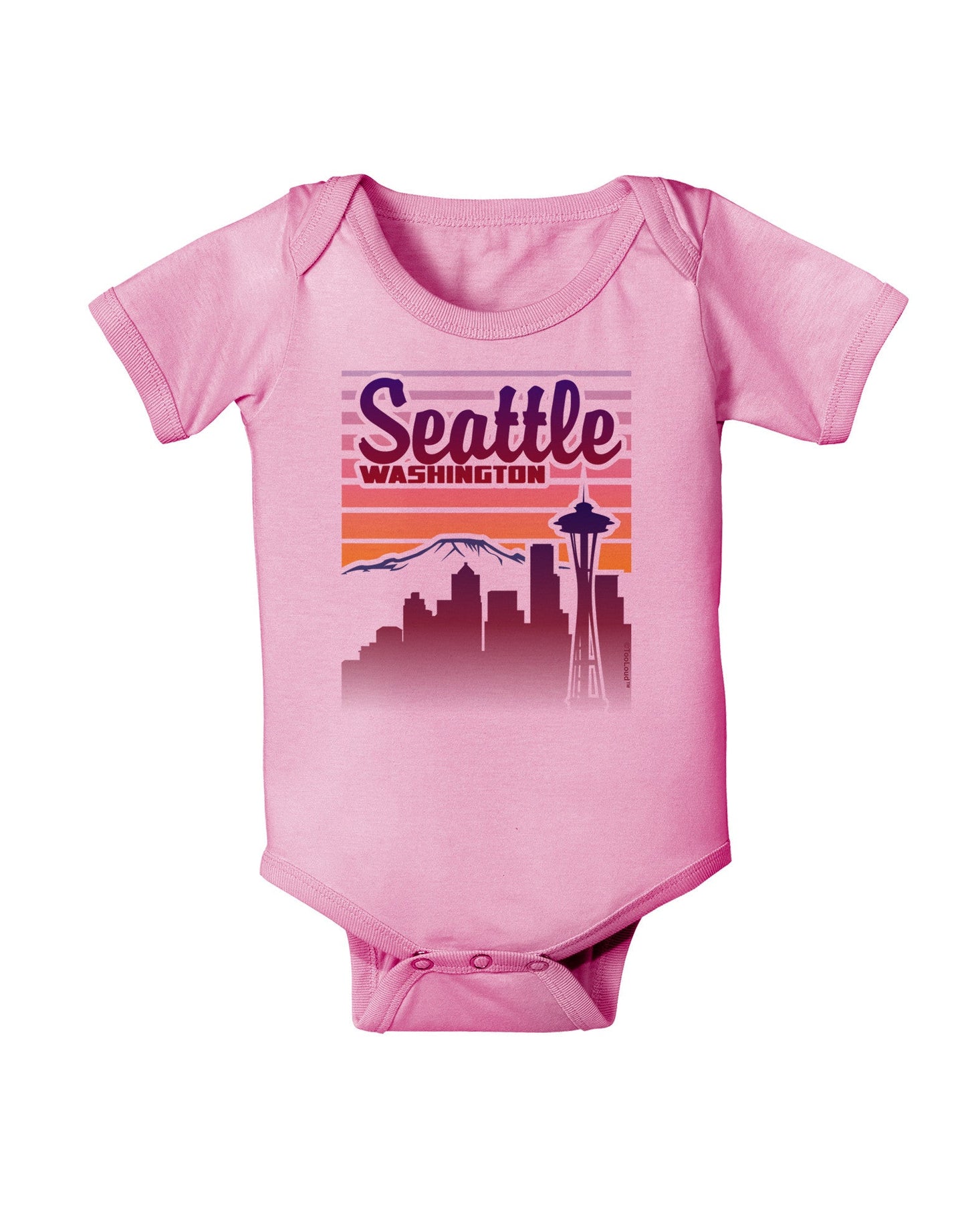 Seattle Washington Sunset Baby Romper Bodysuit-Baby Romper-TooLoud-Pink-06-Months-Davson Sales