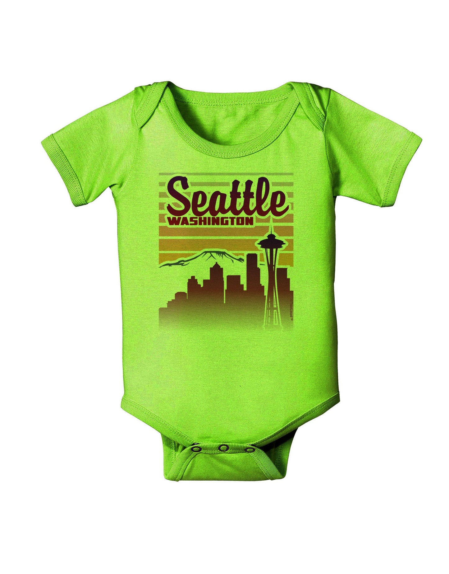 Seattle Washington Sunset Baby Romper Bodysuit-Baby Romper-TooLoud-Lime-06-Months-Davson Sales