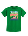 Seattle Washington Sunset Childrens Dark T-Shirt-Childrens T-Shirt-TooLoud-Kelly-Green-X-Small-Davson Sales